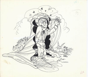 Cartoon van F.M. van (Ferdinand) Wensen, in de knoop (leger illustratie)